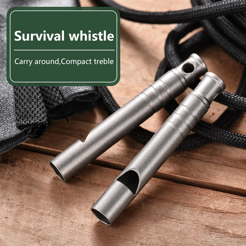 Silbato de emergencia de titanio para exteriores, MINI silbato de seguridad de supervivencia, collar con silbato EDC, senderismo, Camping, viaje, exploración de supervivencia