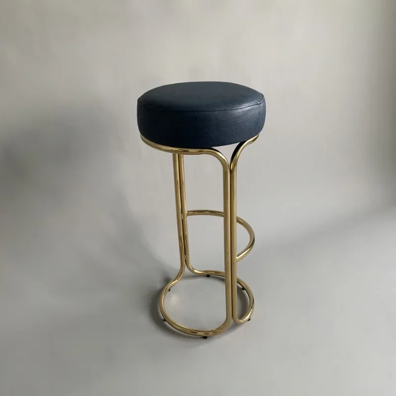 كرسي بار إيطالي بسيط من الفولاذ المقاوم للصدأ ديكور ناعم مصمم فيلا فندقية نموذج غرفة بار مطعم كرسي بار #4