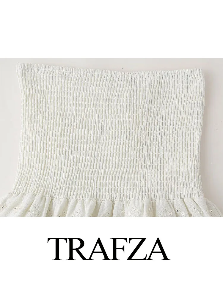 TRAFZA-Colete sem mangas bordado de lantejoulas feminino saia plissada de cintura alta, decote em V, laço com cordões, verão, feminino, conjunto de 2 peças, novo