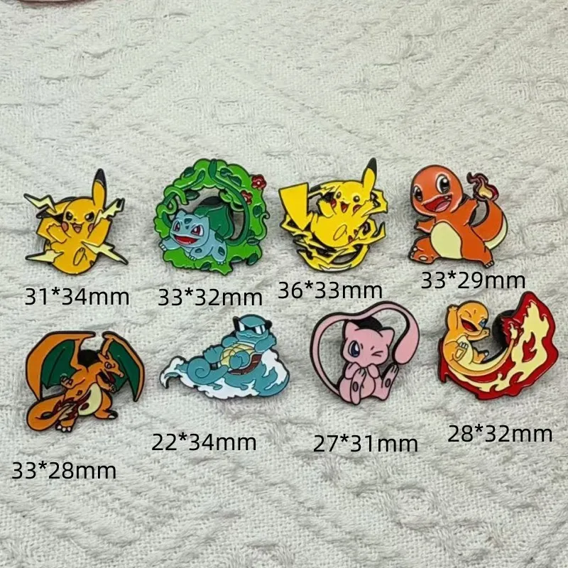 8pcs Anime Emaille Pins Set Leuke Pikachu Charmander Squirtle Gengar Mewtwo Bulbasaur Broches voor Rugzak Kids Gift Accessoires