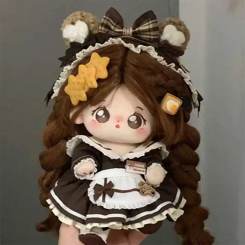 20Cm Pop Kleding Koffie Huis Meid Beer Oor Haarband Lolita Rok Jurk Pak Knuffels Pluche Pop Accessoires Anime Speelgoed kinderen