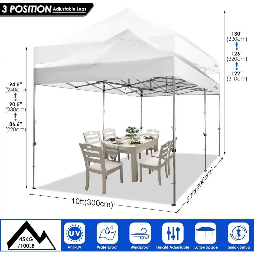 Imagem -05 - Heavy Duty Pop up Canopy Barraca Barracas ao ar Livre do Partido de Casamento Bolsa de Rolo à Prova de Vento Lados Toda a Temporada 10x20