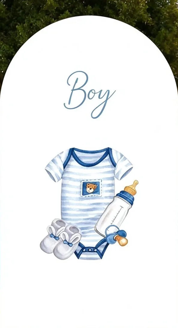 Custom 2-Side Boy or Girl Baby Shower Arch Backdrop Cover Clothes Print Gender Reveal Birthday Party Decor Backdrop Photo