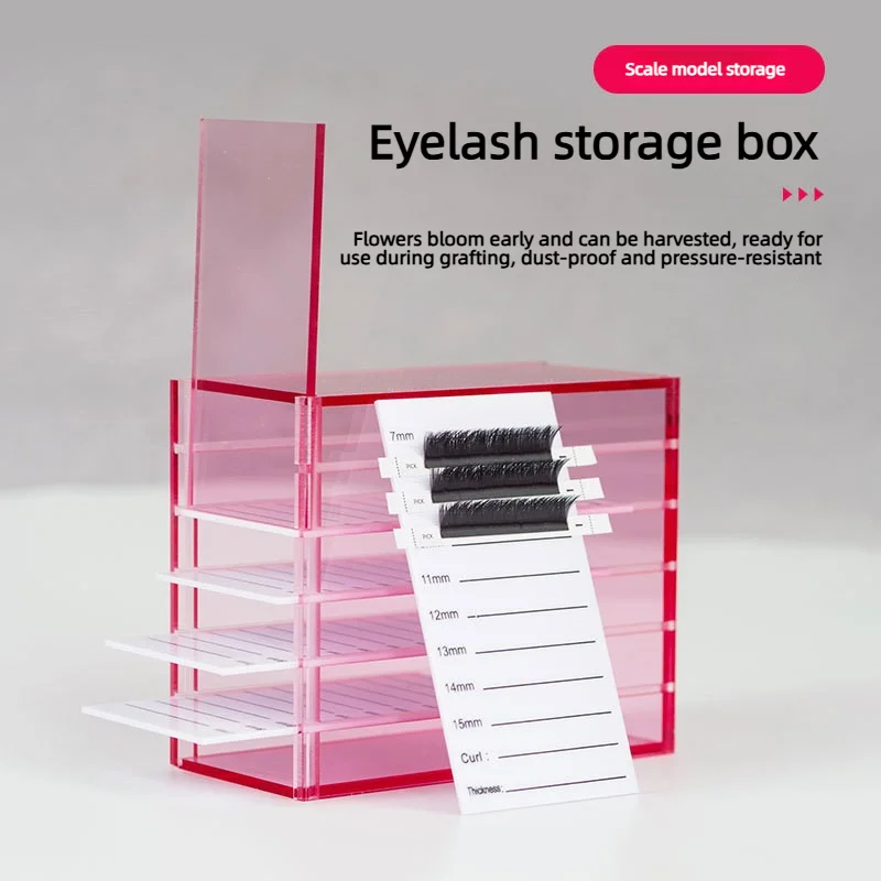 Eyelash Storage Box Five-Layers Eyelash Organizer Acrylic False Eyelash Storage Box Available in Pink Colors