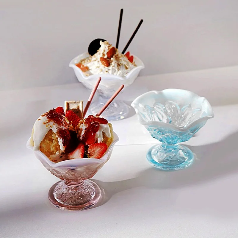 

Footed Glass Dessert Bowls/Cups Perfect for Dessert, Sundae, Ice Cream, Snack, Cocktail Smoothie Milkshake Cup Household