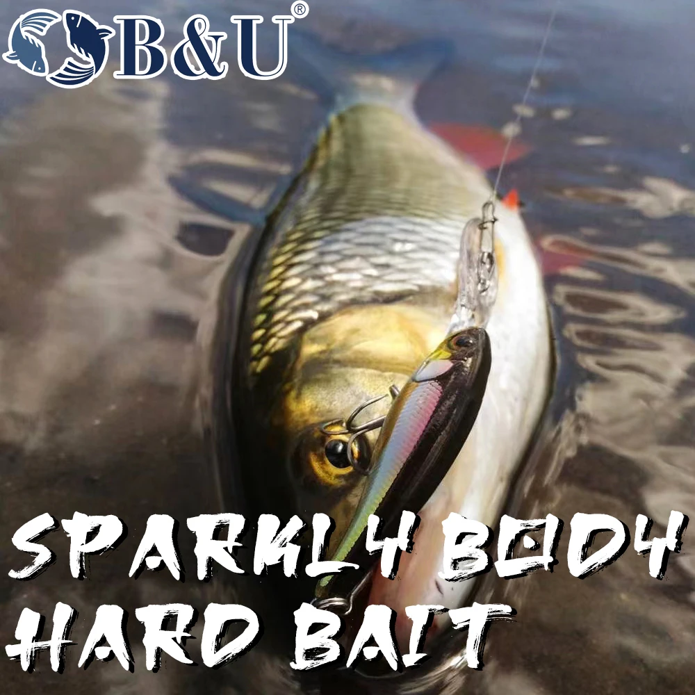 B & U 58mm sistem berat casting panjang umpan pancing atas umpan keras Minnow engkol Wobbler kualitas kait Tackle SP