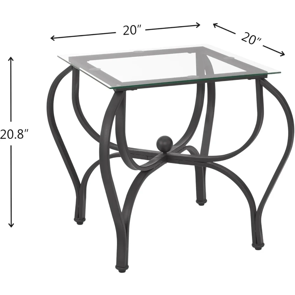 3-Piece Coffee Table Set, Tempered Glass Surface Living Room Sets, Coffee Table & 2 End Side Table, Metal Frame for Living Room,