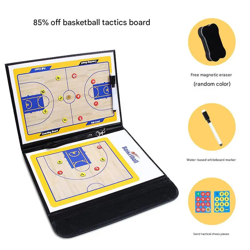 휴대용 농구 전술 보드 코치 지시 도구 농구 교육 코치 세트 접이식 자기 지울 수있는 전술 도서