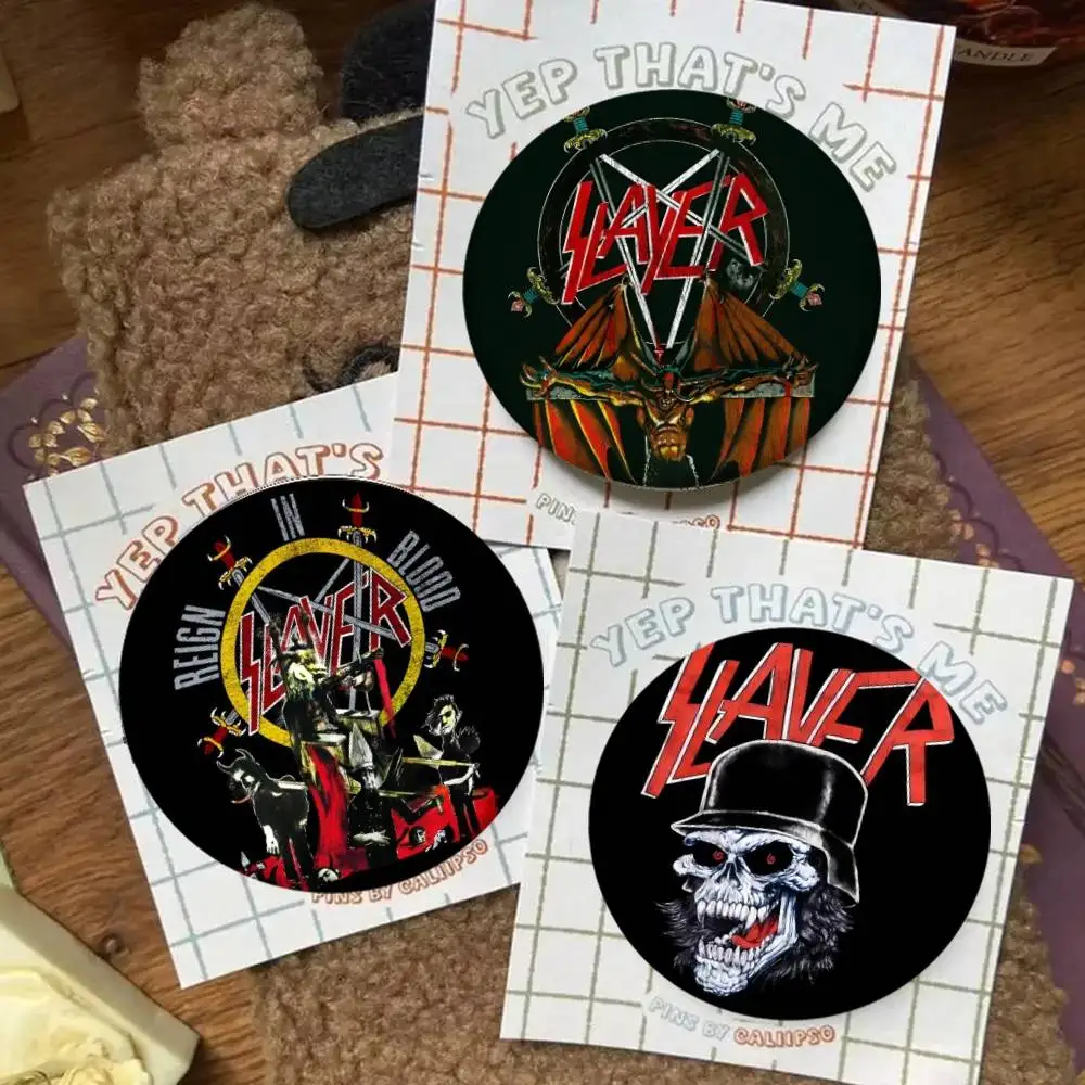 S-Slayer H-Heavy Metal Rock Band Album    Badge Tinplate Coin Brooch Clothing Backpack Accessories Lapel Pin