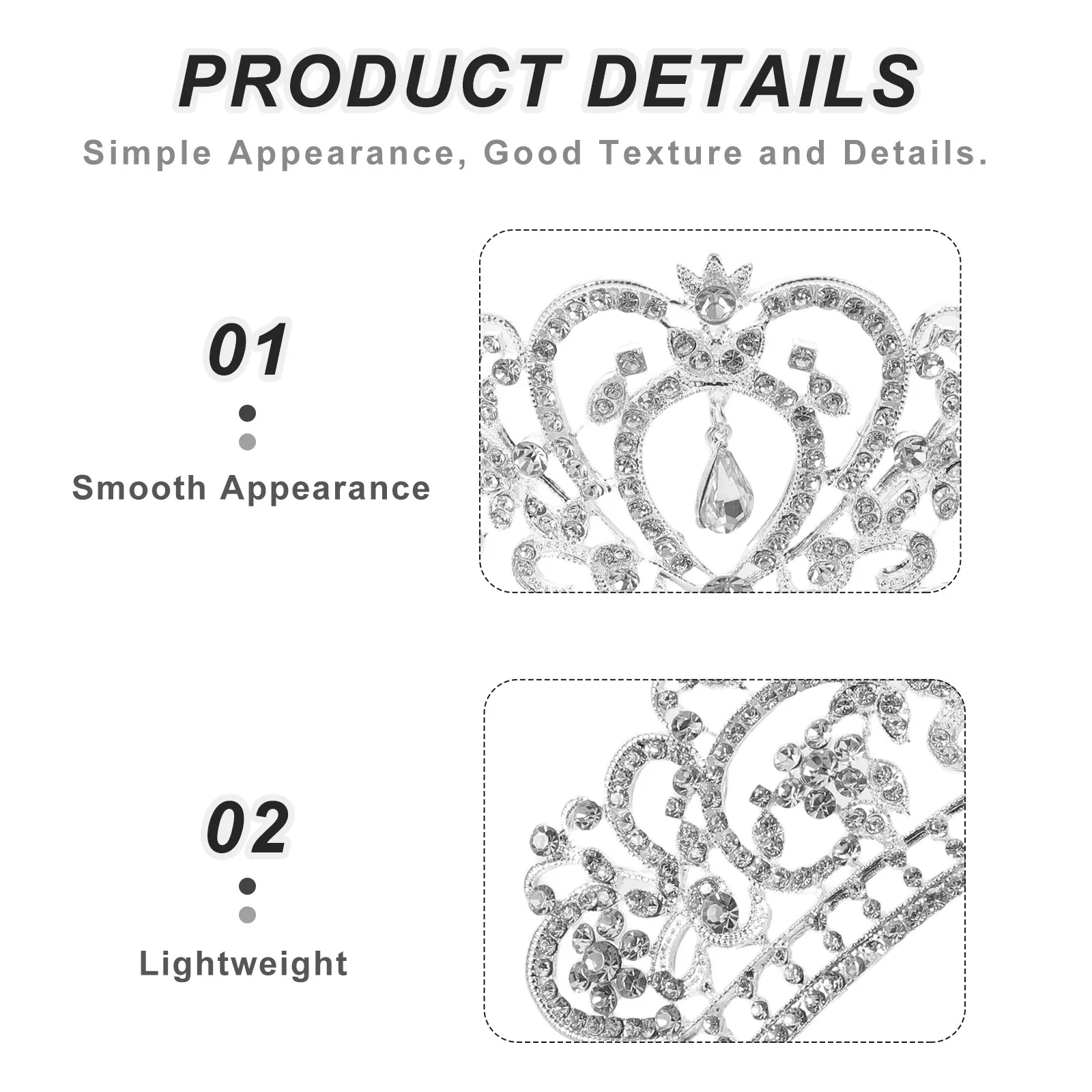 5.5 Inch Silver Crystal Princess Tiara Crown for Women Bridal Wedding Prom Rhinestone Headband Hair Accessories Queen Headpiece