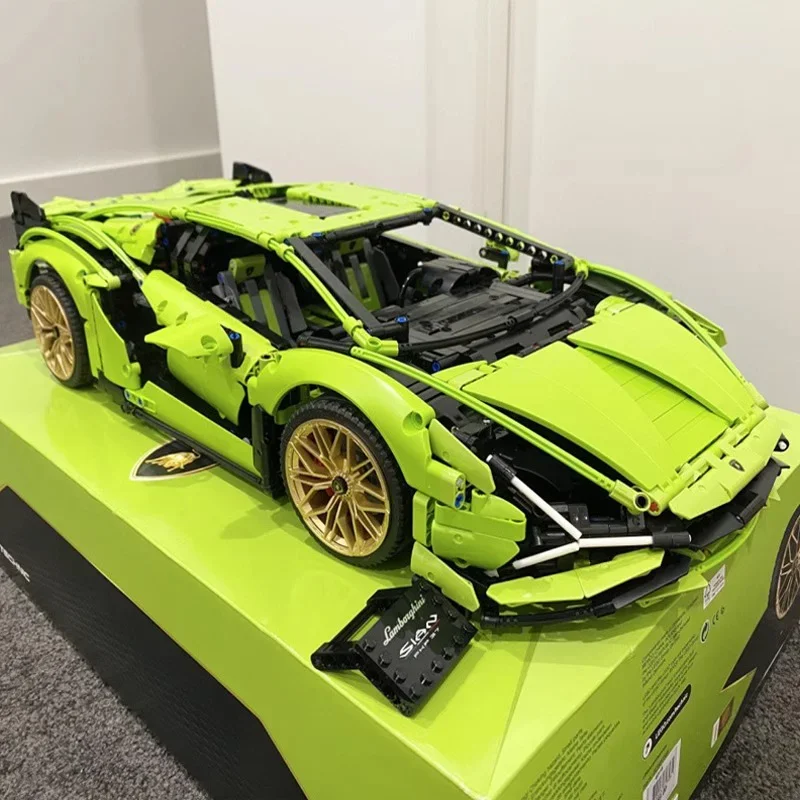 Technical Super Speed Green Lambor Sports Car Model Building Blocks Famous Vehicle Assemble Bricks Kid Toys for Adult Gift