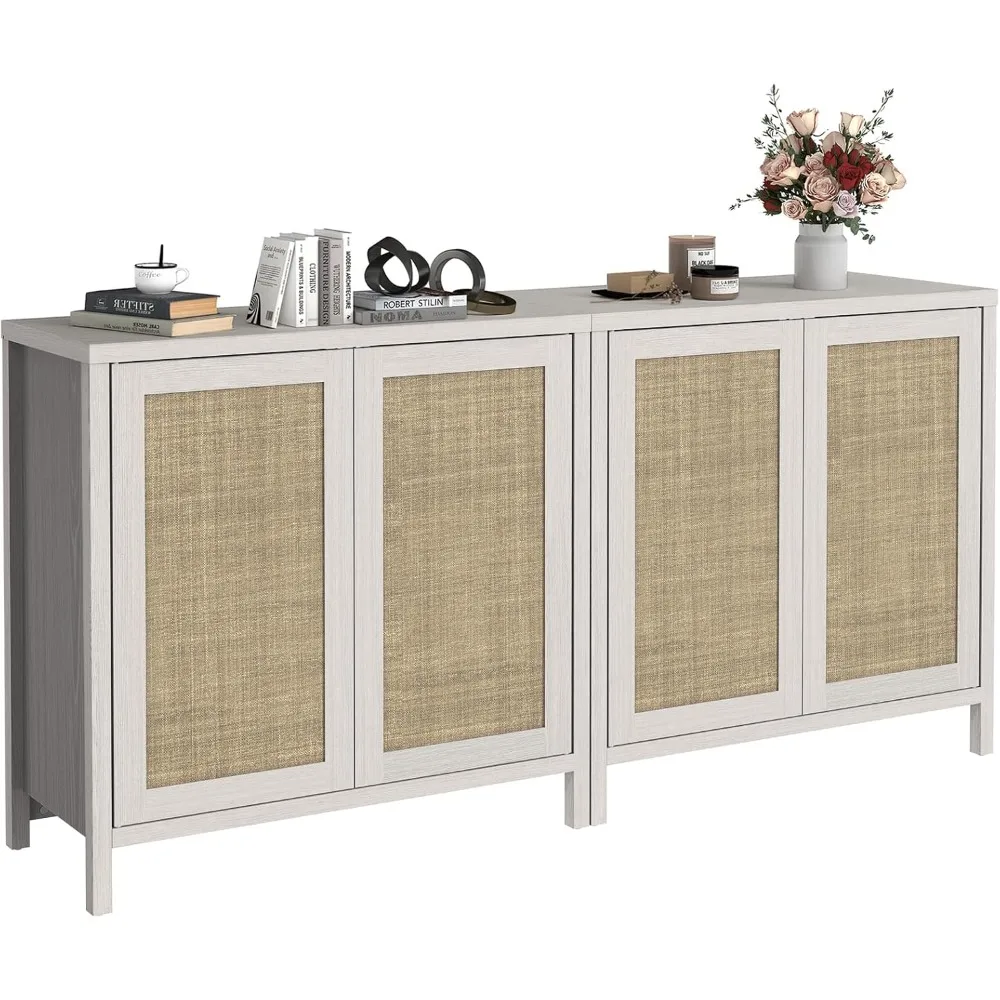 Modern Wood Storage Cabinet for Kitchen Buffet and Coffee Bar, Farmhouse Style Boho Furniture