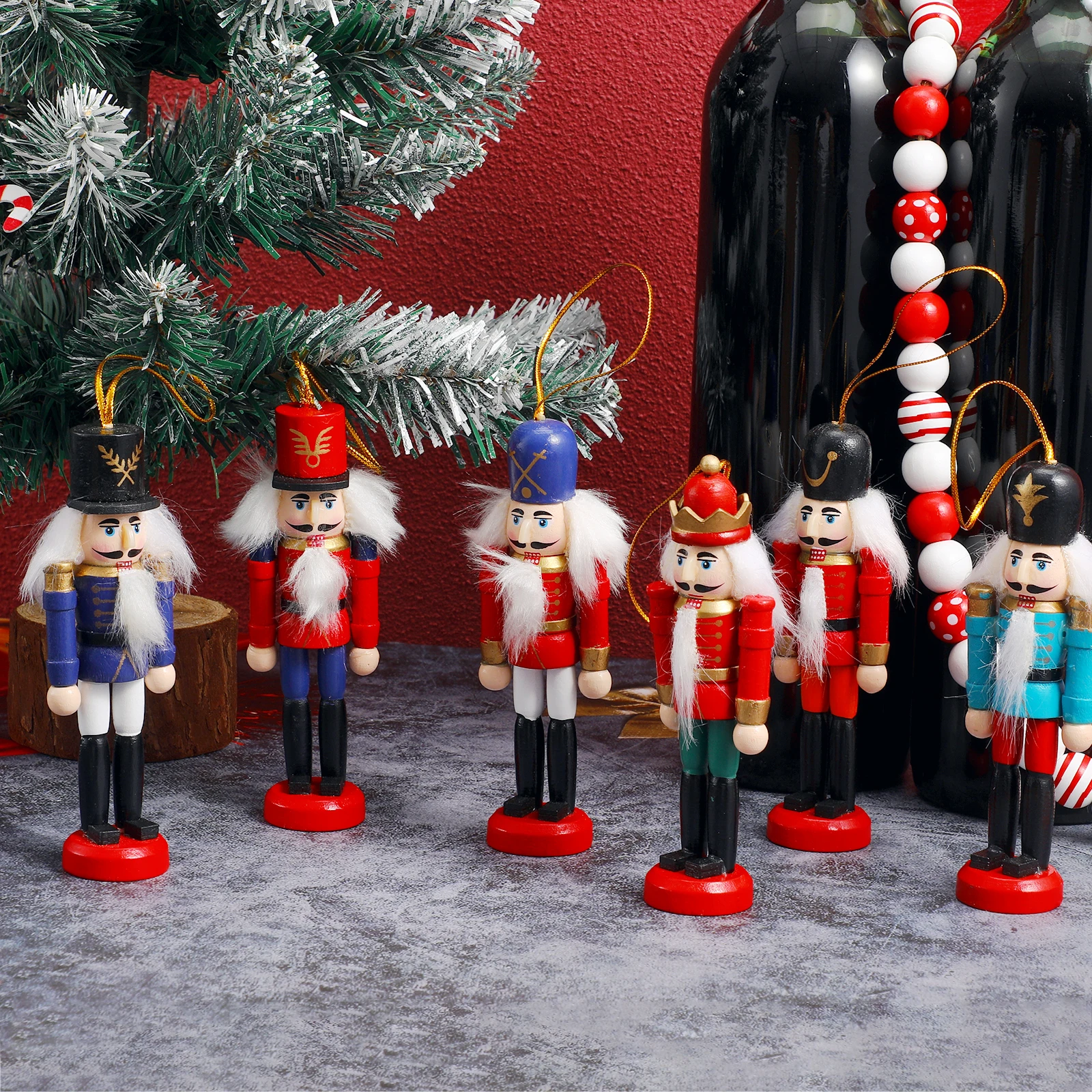 

6pcs Walnut Soldier Figurines Creative Wooden For -Friendly Christmas Gift Imagination Boosting Decoration Safe Play Set