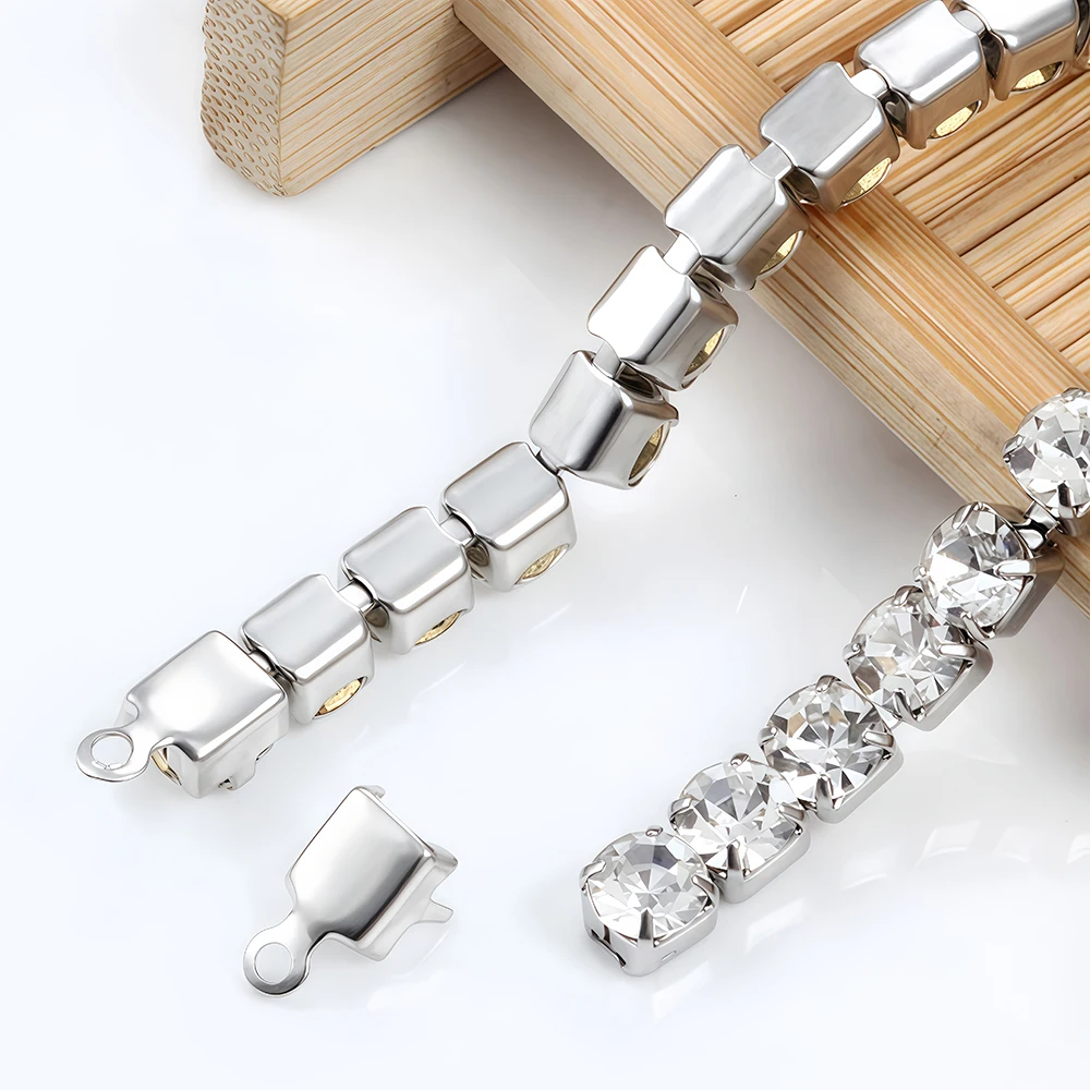 10/20 Stück Edelstahl Gold Crimp-Endperlen Verbinder Verschlussspitzen Verschluss DIY Halskette Strasskette Schmuckherstellung – Detail 2