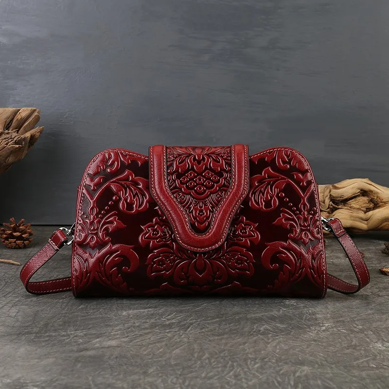 

Johnature 2025, новая винтажная вечерняя сумка с тиснением, высококачественная женская сумка Cheongsam из натуральной кожи, универсальные сумки на плечо