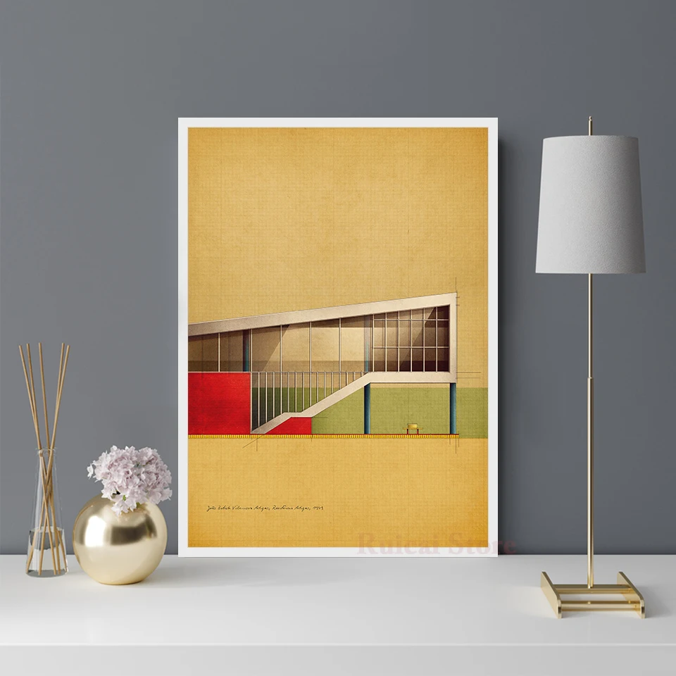 João Batista Canvas Poster Vilanova Artigas Residência Artigas Sloped Villa Architecture Print Architect Wall Art