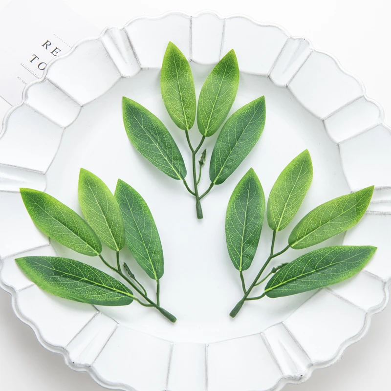50/100 Stück künstliche Pflanzen, grüne Seide, Oleander-Blätter für Hochzeit, Girlande, Weihnachten, Heimdekoration, DIY-Süßigkeitsbox, Sammelalbum – Detail 8