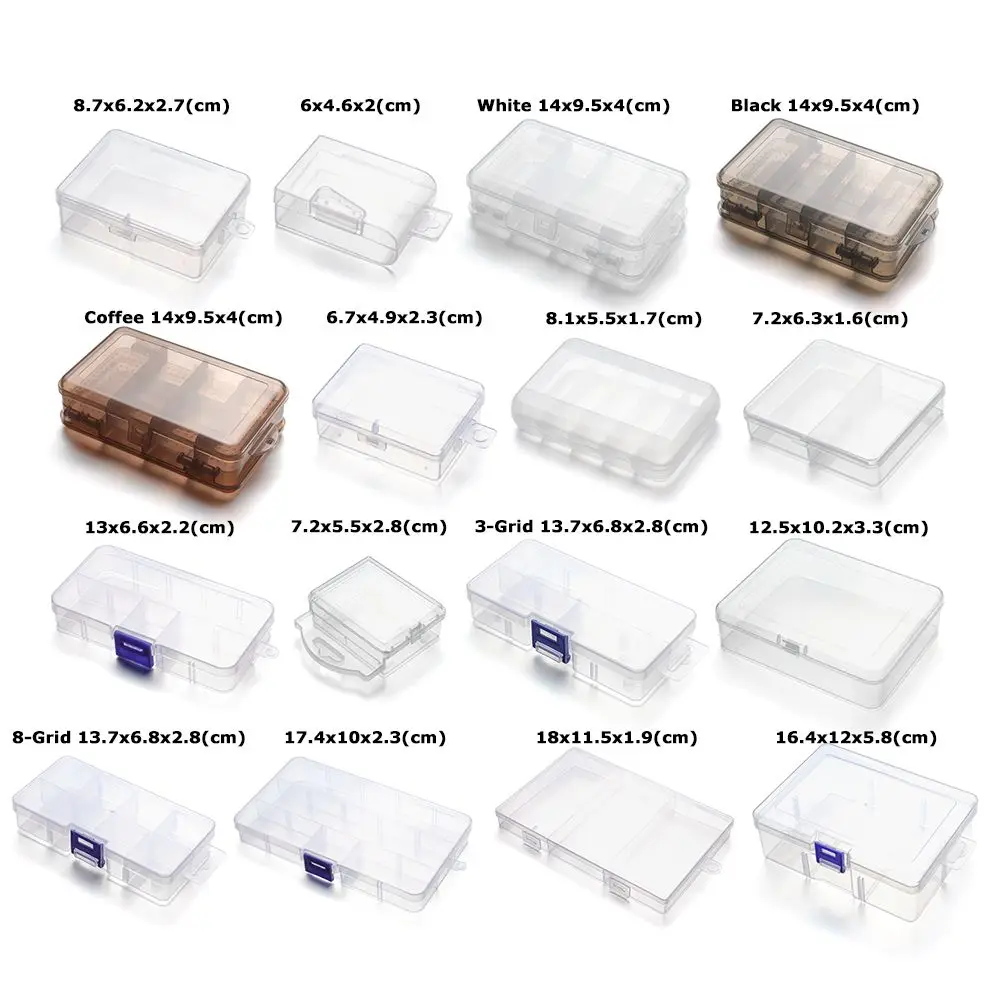 Plastic Organizer Case Square Jewelry Beads Container Fishing Tools Box Transparent Storage Box Small Items Sundries