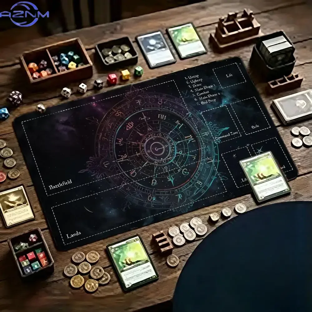 Galaxy Zodiac Rune Magic Circle Space Nebula Mousepad Playmat Magic Card Battle Mat MTG Anti-Slip Base Gathering Gaming Mat TCG