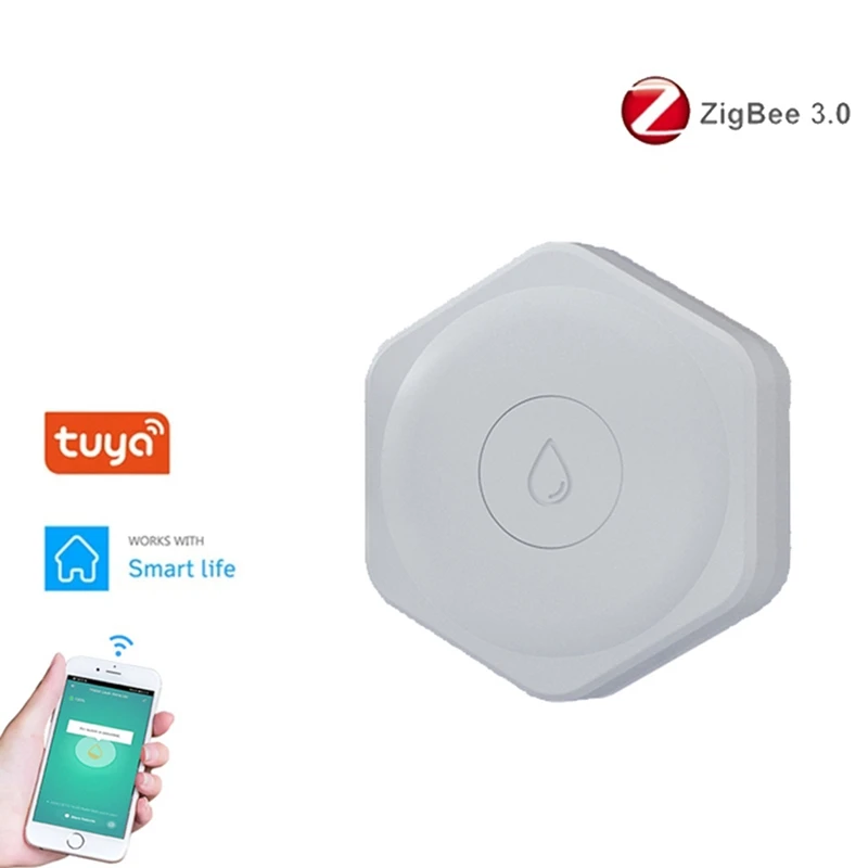 tuya zigbee agua vazamento sensor detector de nivel protecao contra vazamentos de agua alarm system via smart life app controle 01