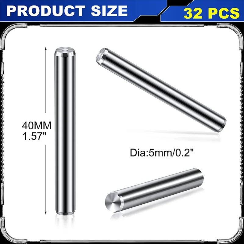 32 Pieces 5 mm x 40 mm Shelf Brackets Pegs Shelves Dowel Pins Stainless Steel Shelf Pins Metal Bookshelf Pegs Support