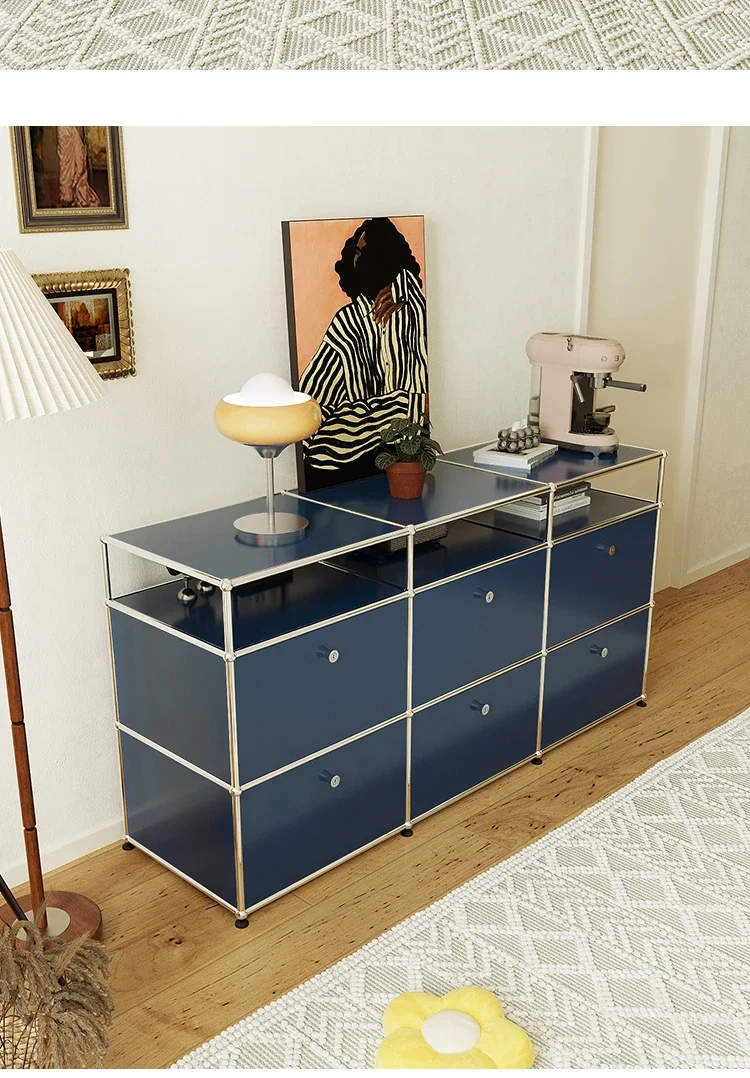 Living Room Sideboard Medieval Cabinets Storage Dining Modern Metal Stainless Steel Frame Wood Customizable Cabinet with Locker