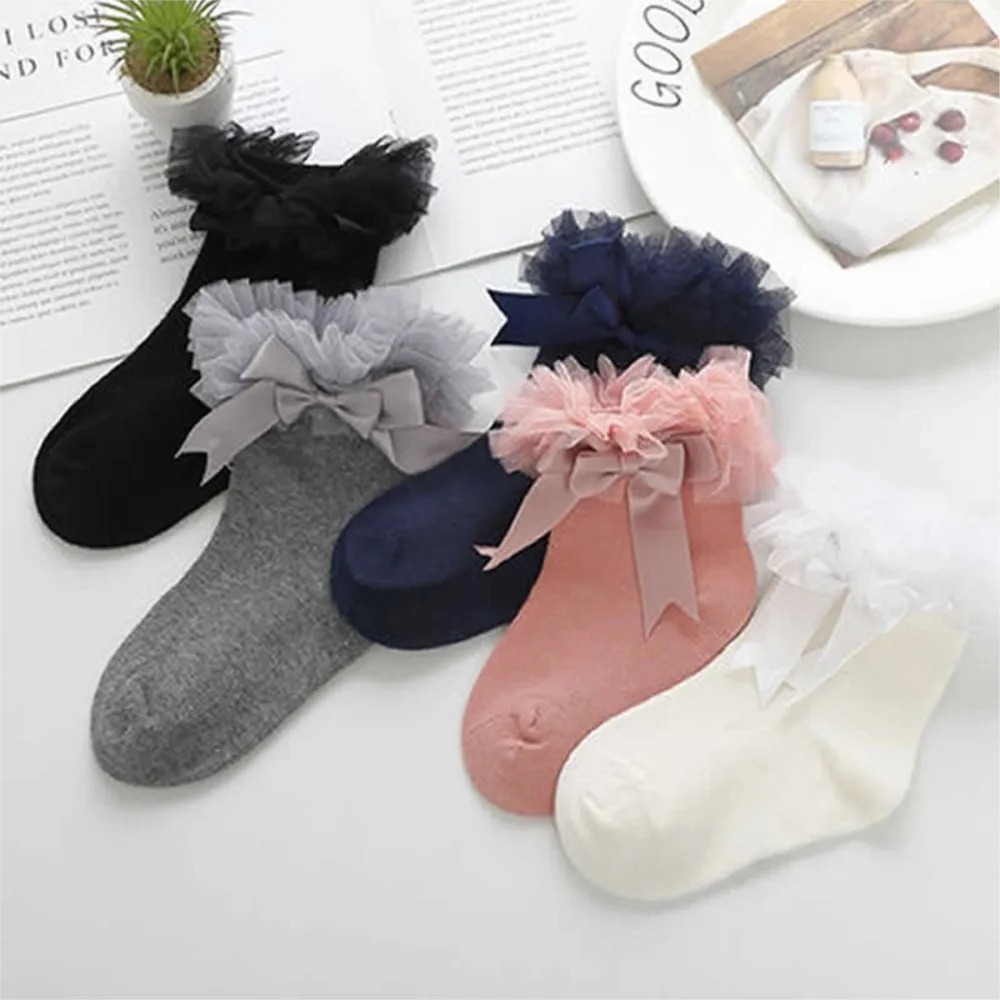 baby socks ribbon lace bowknot lace socks baby kids lovely bitter ballet stage priness socks party wear toddler infant