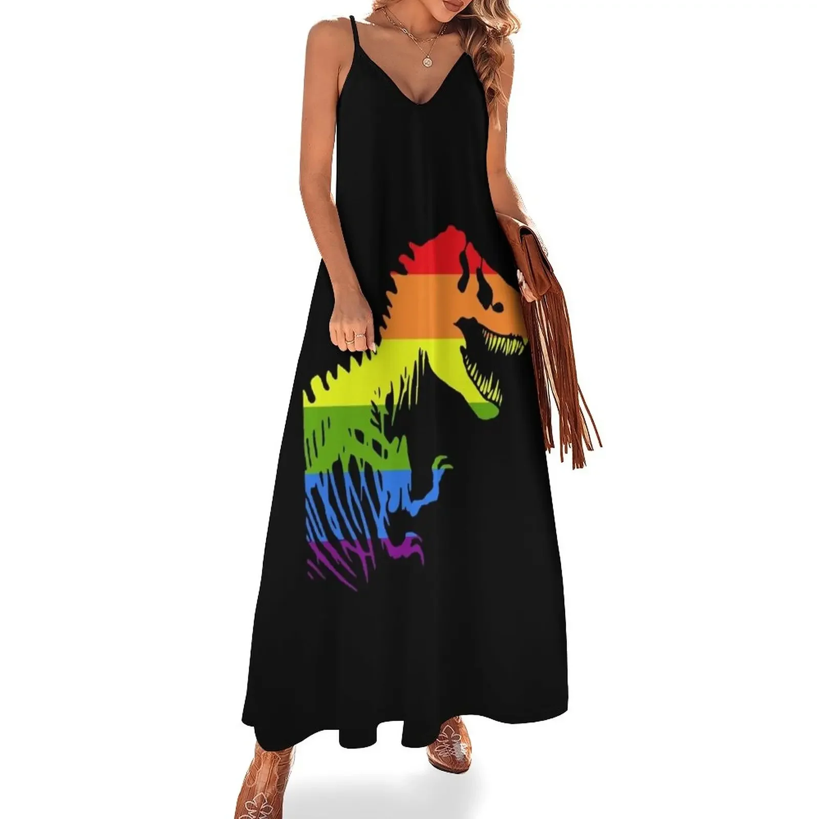 

Dinosaur T Rex National Pride March Gay Equality Sleeveless Dress dresses for woman women evening dress