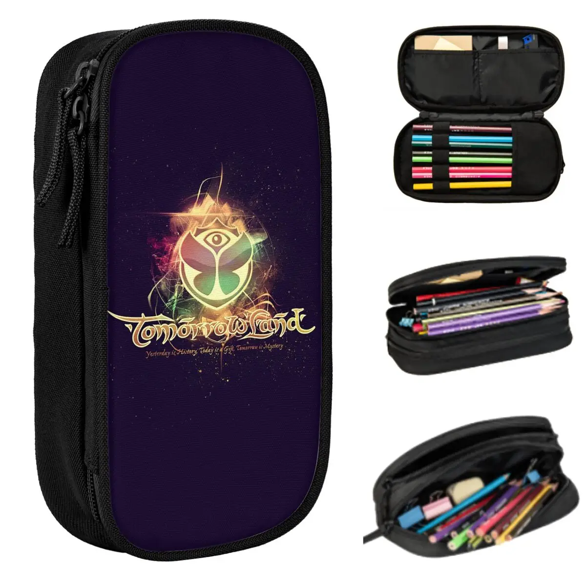 Tomorrowland Belgian Electronic Dance Music Festival Pencil Case Boys Girls School Pen Box Pencil Bag Stationery Pen Holder Bag