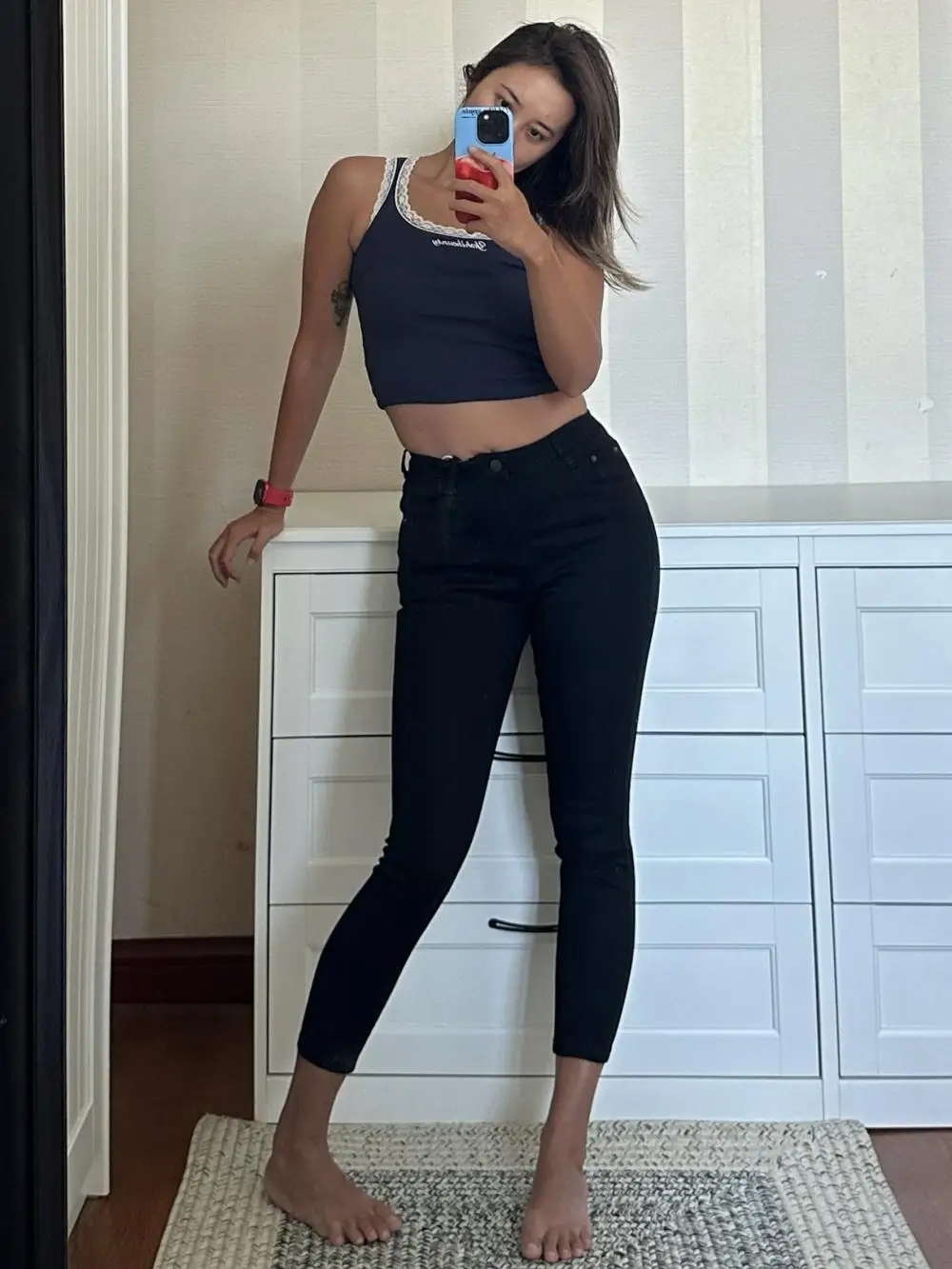 

Rare Find Slim Fit High Waist Elastic Denim Jeans Women's Spring New Sle Skinny Pants ey Color Faionable Casual Trousers