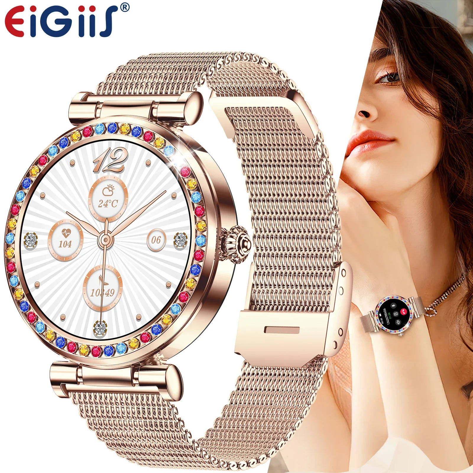 

EIGIIS Smart Watch Women CF30 1.27" TFT HD Full Touch Screen Bluetooth Call Health Monitoring Sleep Analysis Fitness Tracking