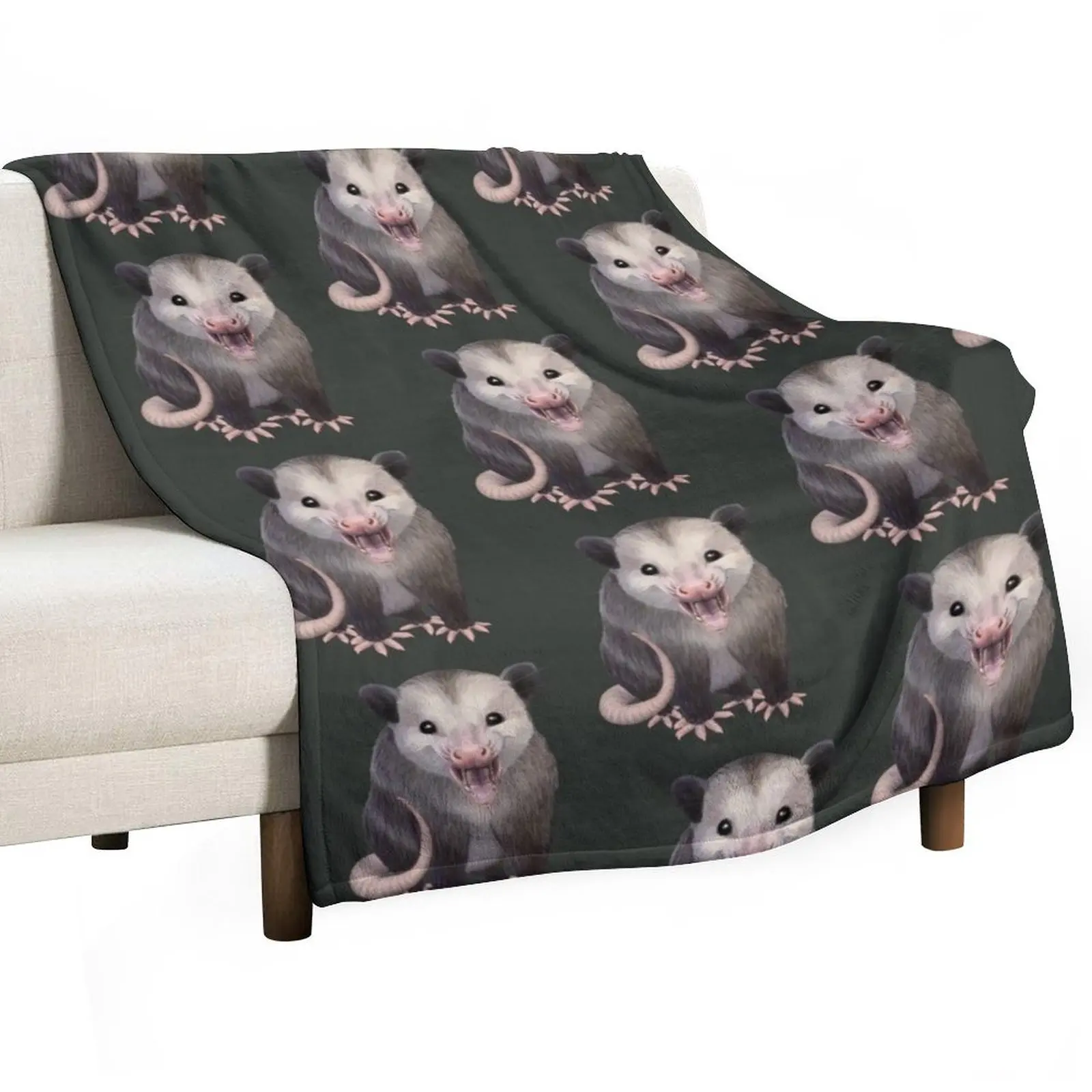 

Happy Possum Throw Blanket Moving Sofas Flannel Travel Blankets