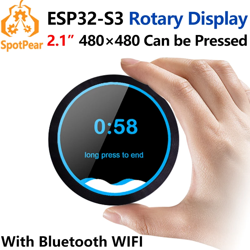 

ESP32 S3 Development Board 2.1 inch Round Rotary Knob LCD Smart Screen 2.1inch Display 480x480 LVGL for Arduino