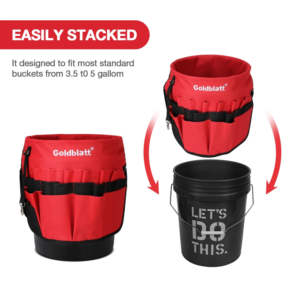 GOLDBLATT-Bucket Ferramenta Organizador, Balde Portátil, Dobrável Toolbox, 31 Bolsos De Armazenamento, Se Fits Ferramentas Coleção Bag, 13 a 19L