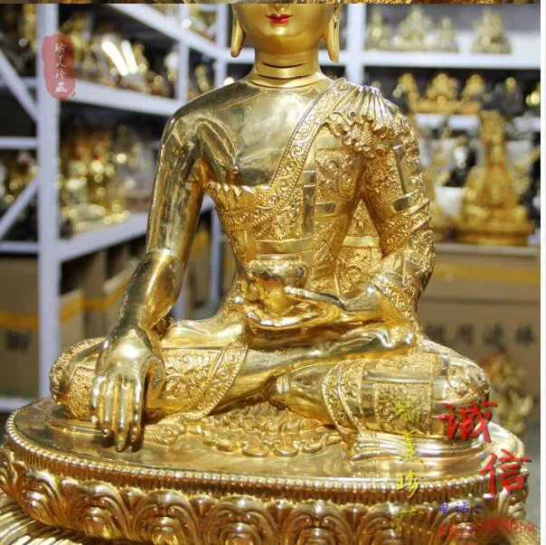 46CM huge large # GOOD buddha Buddhist HOME Temple Nepal Tibet Buddhism gold gilding Amitayus Sakyamuni buddha brass statue