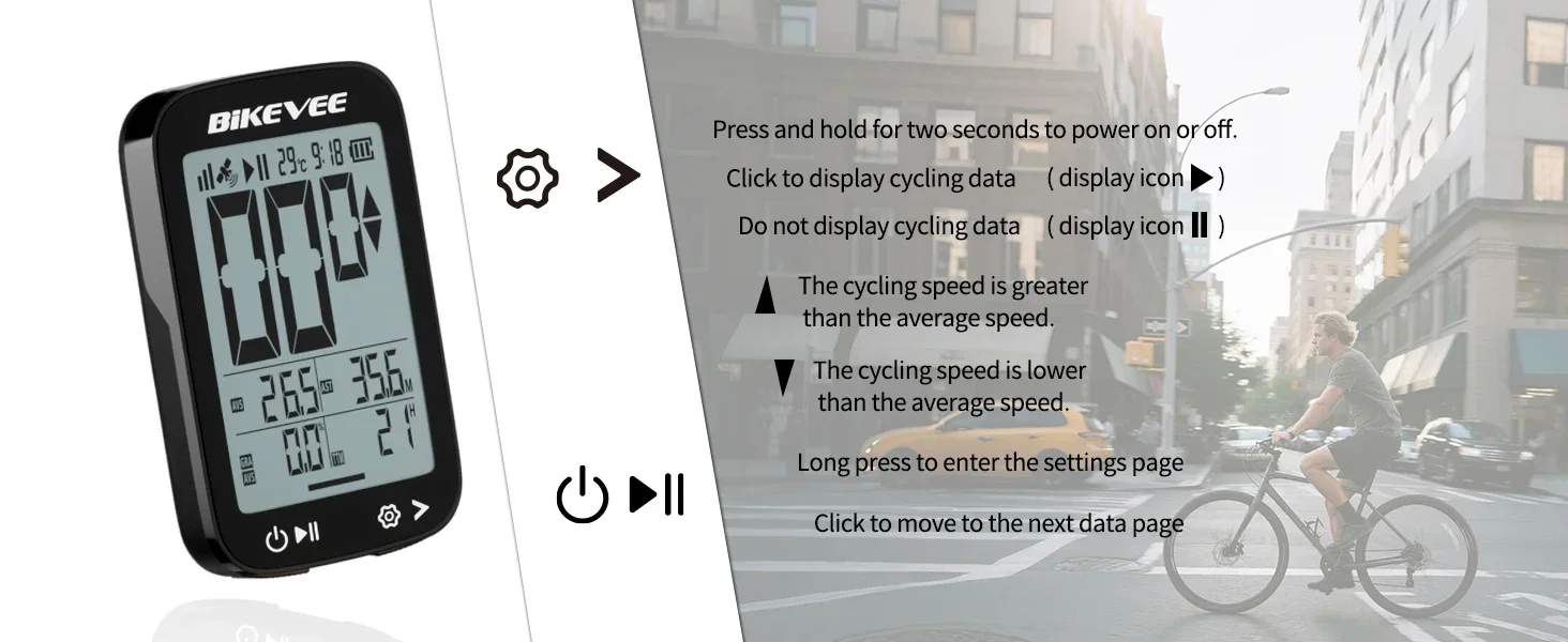 GPS-Fahrradcomputer mit kabelloser Verbindung, USB-C-Anschluss, Tachometer, Kilometerzähler, automatischer Hintergrundbeleuchtung, Höhen-, Steigungs-, Geschwindigkeits- und Kilometeranzeige – Detail 6
