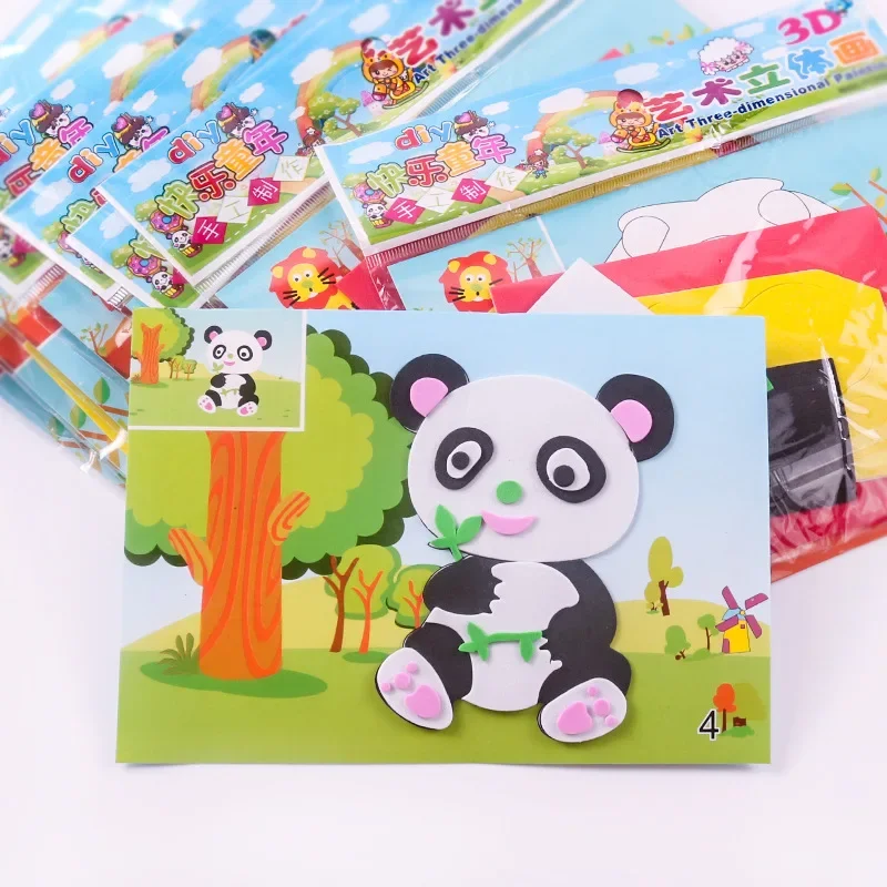 kids craft 3D EVA Foam Stickers Puzzle Cartoon Animal DIY Handmade Early Learning Educational Toys For Children Kids Gift