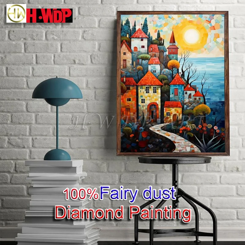

100% г., Сказочная пыль, алмазная живопись, морской пейзаж, полноразмерная Алмазная вышивка, вышивка крестиком, алмазная живопись, кристалл, домашний декор