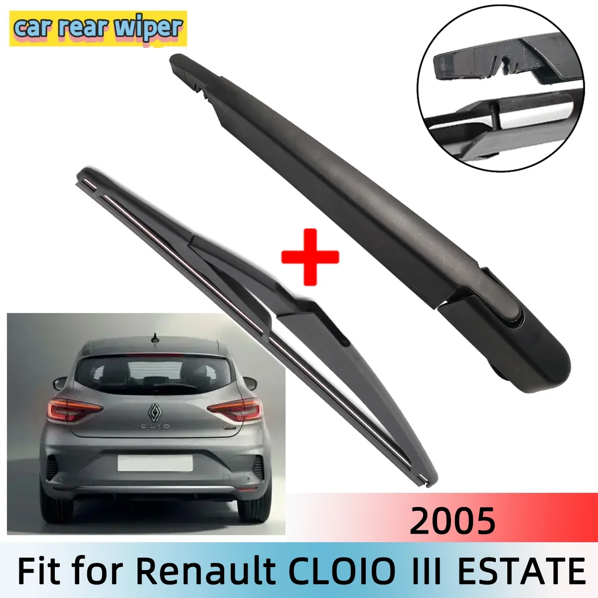 

Комплект заднего дворникового стеклоочистителя (щетка и рычаг) для Renault Clio III ESTATE 2005, для заднего стекла