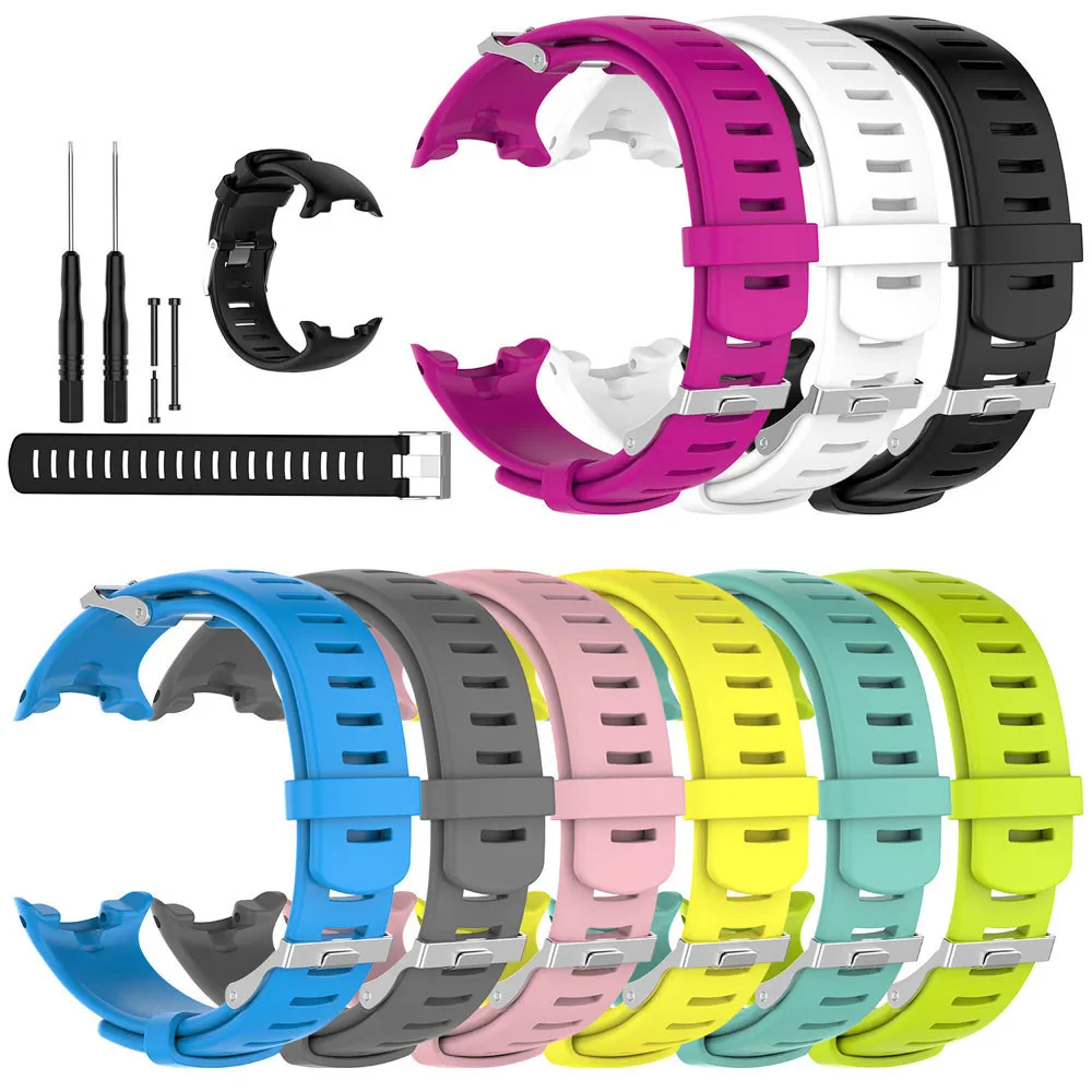 For Suunto D4/D4i/D4i Novo Diving Watch Replacement Strap Silicone Adjustable Wrist Band with Tools - White