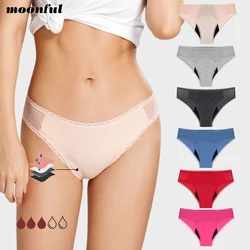 4 Layer Absorbent Menstrual Panties Women Bamboo Fiber Period Panties for Monthly Heavy Flow Lace Bikini Menstruation underwear