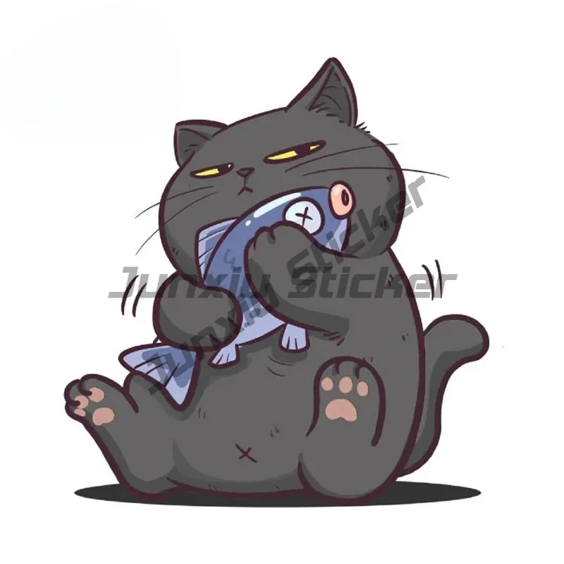 

For Luckcat Cute Kawaii Hugging Fish Funny Cartoon Art Car Stickers Personality Sunscreen Waterproof Decals