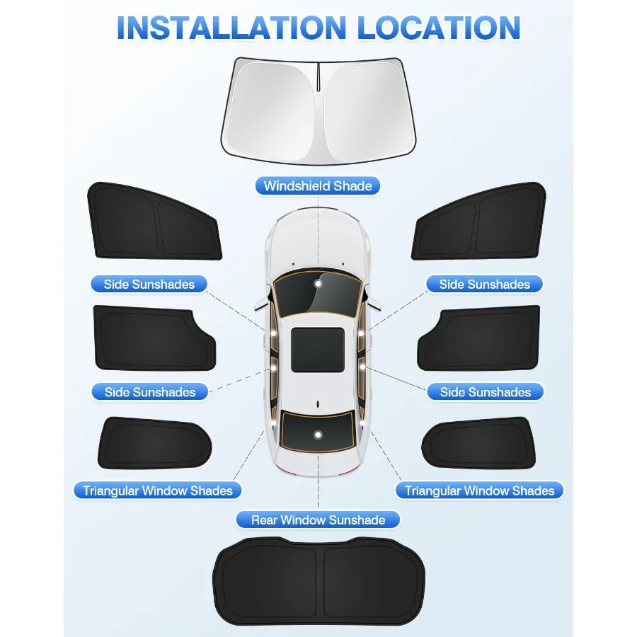 Sunshades for Chrysler Pacifica 20172025 2026 Accessories Windshield Sun Shade Side Rear Window Shade Cover Sun Visor Shield Pr