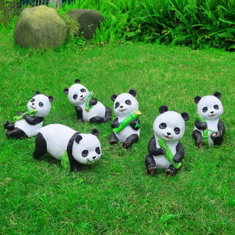 

Lifelike Panda Sculpture Outdoor Animal Statue for Garden Realistic Panda Bear Decor Courtyard Landscape Ornaments for Lawn
