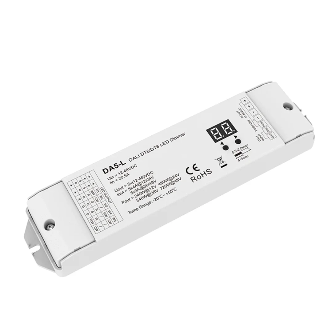 Imagem -02 - Fita Led Strip Light Canais Dimmer Dimmer Tensão Constante Da5-l Dt6 Dt8 Rgb Rgbcct a 12v 48v dc cv Dali 24v