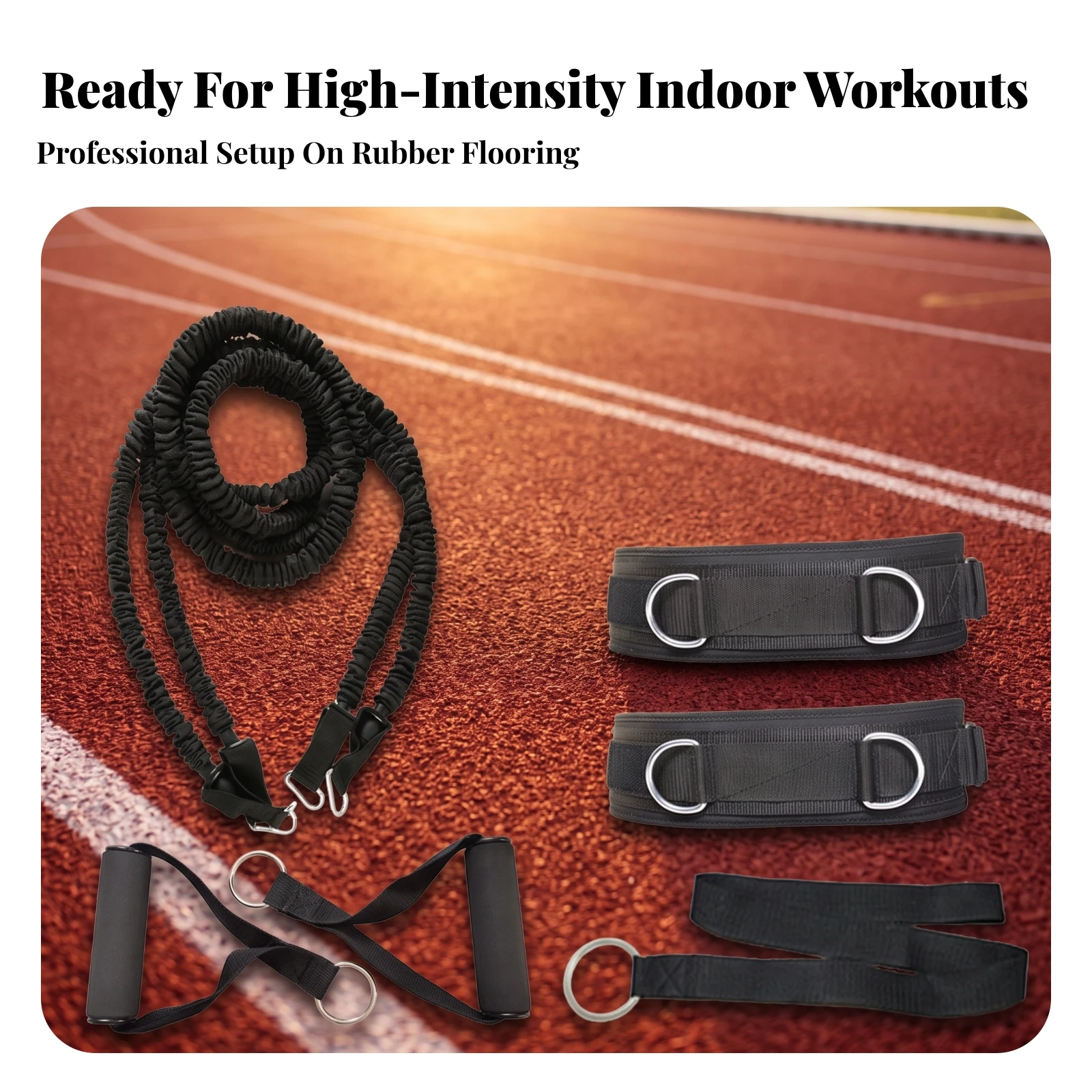Waist Resistance Belt with Cords Comfortable Resistance Training Belt with D-Rings Heavy-Duty Flexible for Athletes