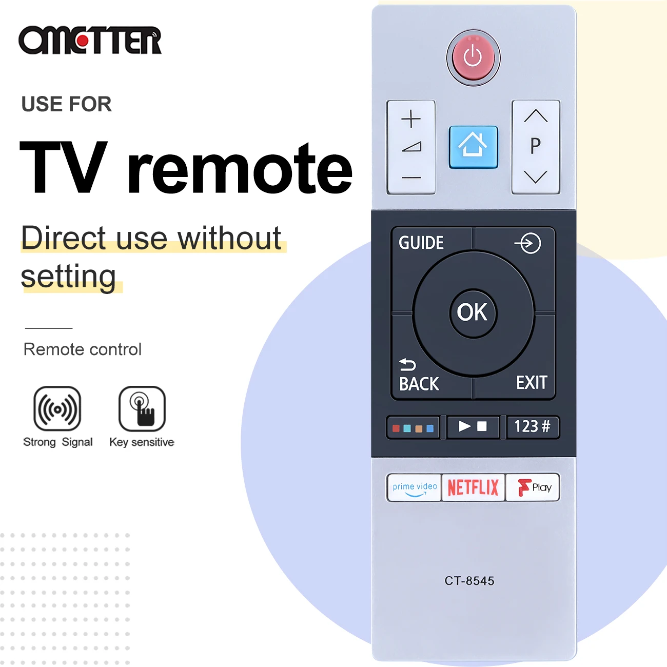 CT-8545 For Toshiba Remote Control Prime Video Netflix Fplay Button