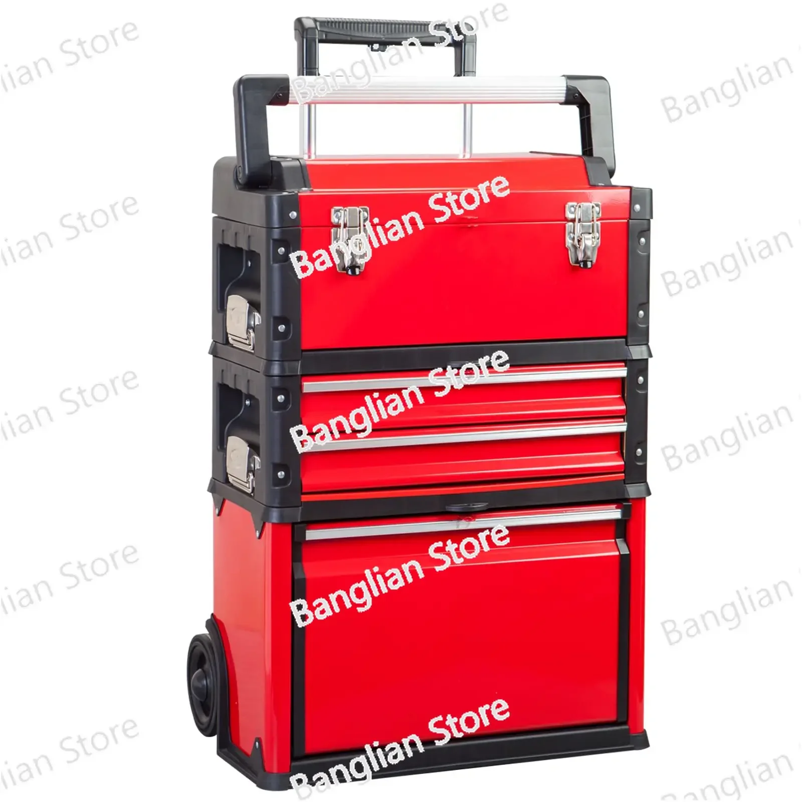 Garage Workshop Organizer, Steel and Plastic Stackable Rolling Tool Box, Upright Trolley