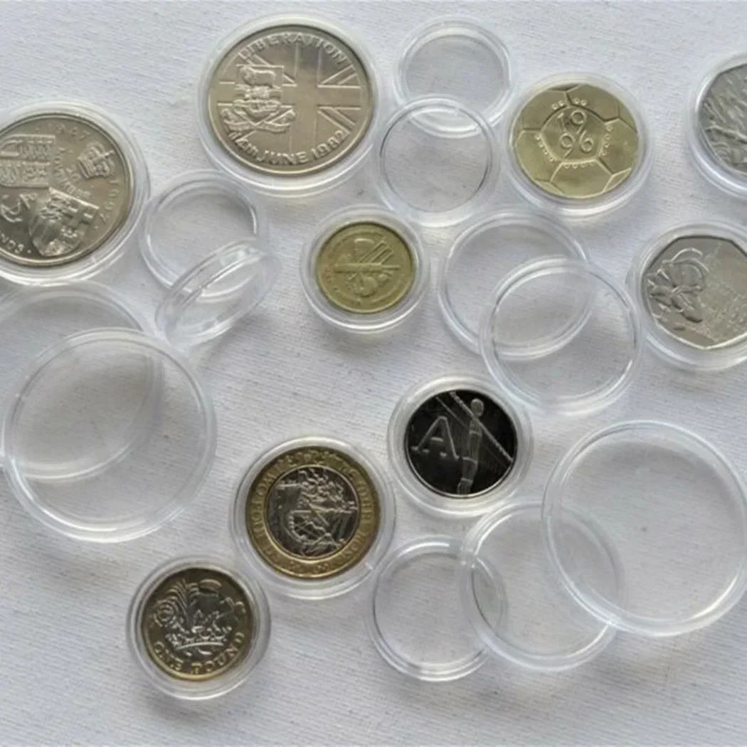 100pcs Transparent Round Boxes Coins Collection Large Capacity Plastic Capsules Cases 41mm*100 Capsules 1oz Coins Box Home