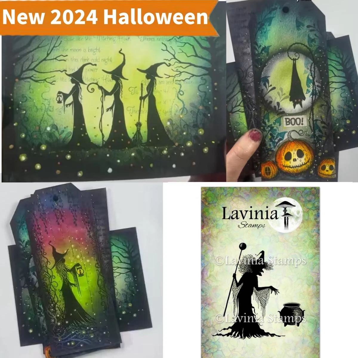 

2024 Halloween Collection Witch Ghost Clear Stamp Cutting Die for DIY Scrapbook Handcraft Gift Card Stamp Craft Template Supplie